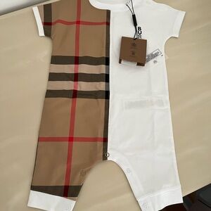 NWT Burberry Kids Bodysuit - Red, Black, Tan, and White